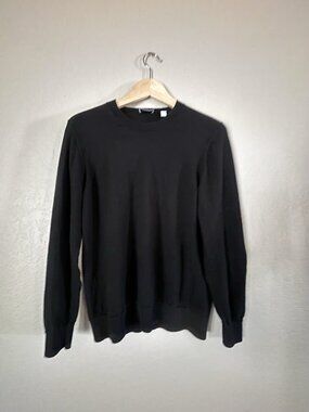 Burberry Women’s Black Sweater Elbow Patch Bempton Nova Check Sz XL Merino Wool